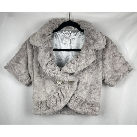 Charlotte Russe Jackets & Blazers - Vintage‎ Y2K Charlotte Russe Grey Faux Fur Cropped Shrug Jacket Small Old Money